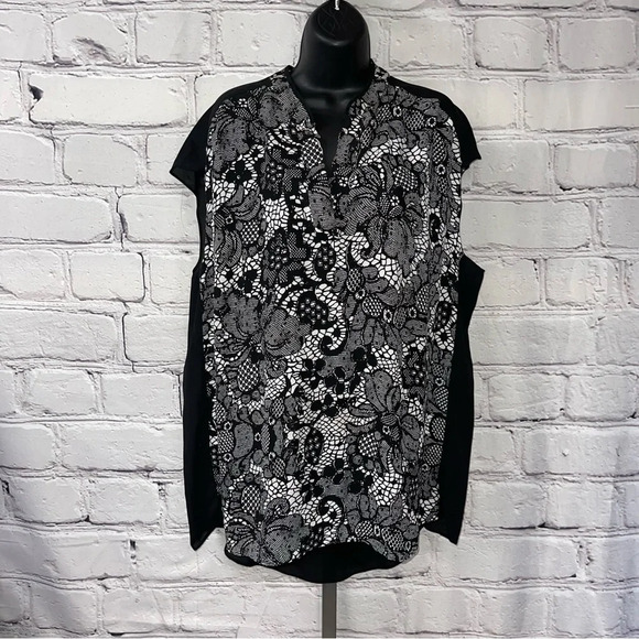 Worthington black and white blouse  1X - Picture 1 of 5